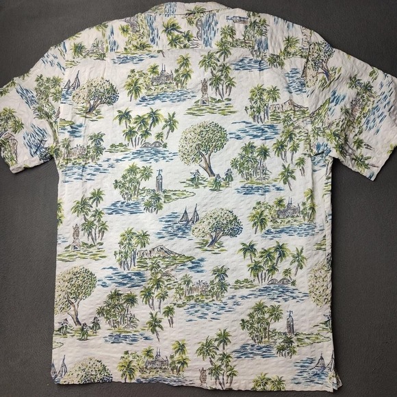 Tori Richard Shirt Mens XL Blue Green Hawaiian Aloha Made in Hawaii Seersucker - Picture 3 of 7